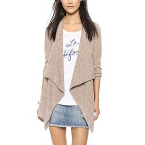 Joie Starley Waterfall Open Knit Cardigan Light Heathered Oatmeal Tan Medium